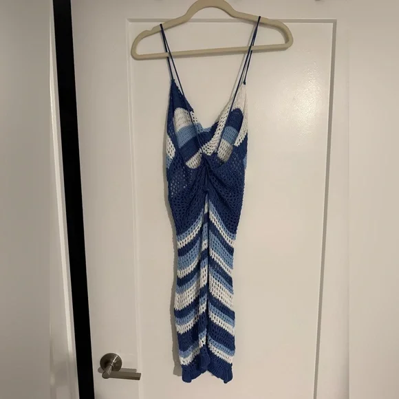 Blue and White Striped Mini Dress - Picture 7 of 7